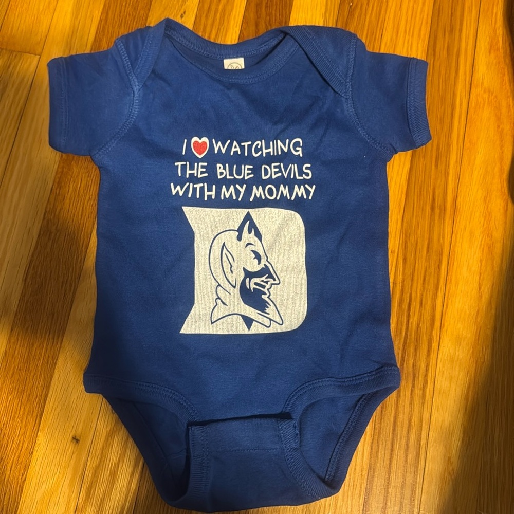 Duke blue devil baby onesie. 6 months. Never worn